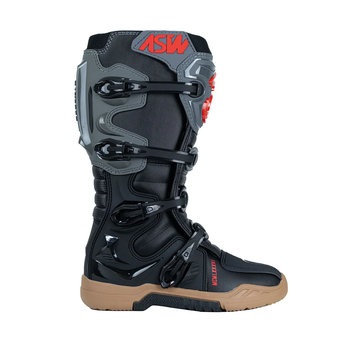 Bota ASW Elevate Enduro Preto/Cinza/Vermelho - Spinelli Motos Boutique